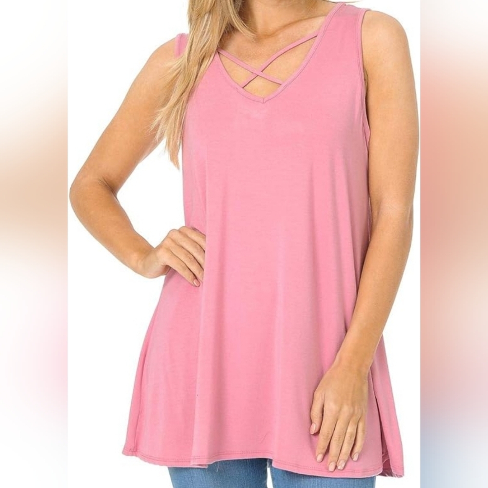 NWT Just Be Plus Size Crisscross Neck Tunic Top